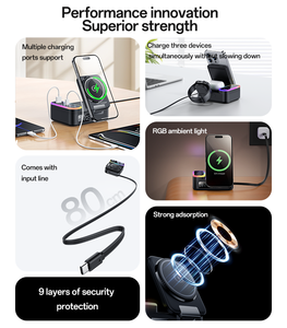 <span class=keywords><strong>Yesido</strong></span> 65W Carga inalámbrica rápida 8 en 1 Pantalla digital LED Luz RGB con cable de entrada tipo C Cargador inalámbrico DS38 - Product Image 3