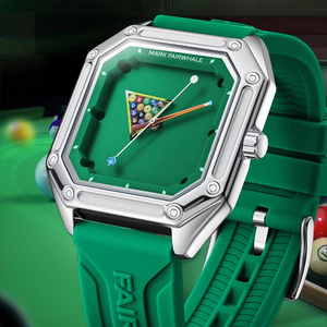 Reloj de Cuarzo para Hombre MARK FAIRWHALE 5047, Caja Cuadrada, Esfera Luminosa con Diseño de Billar, Correa de Goma - Product Image 1