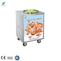 Machine à glace roulée portable, machine à glace frite commerciale à grand pot carré pour les snack-bars et les camions de nourriture