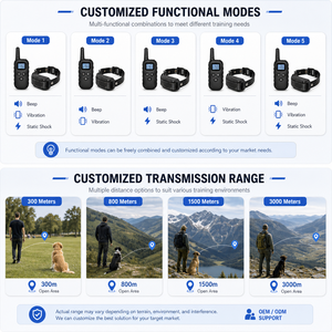 Dispositif professionnel de dressage de chien à distance, <span class=keywords><strong>portée</strong></span> de 1000 pieds, collier à choc et à vibration pour un entraînement comportemental efficace - Product Image 4