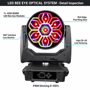 Phantom <span class=keywords><strong>Aura</strong></span> 760XP 7x60W RGBW LED Bee Eye Zoom Moving Head Light DMX Beam Wash CTO para Escenario, Conciertos, Clubes, DJ - Product Image 2