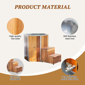 Nuevo Bañera de Inmersión Fría Hexagonal de Cedro Rojo para 1 Persona con Enfriador y Filtro, Baño de Hielo - Product Image 5