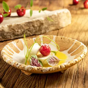 Gốm sứ thương hiệu món ăn Scandinavian Retro tự nhiên ngẫu nhiên màu vàng Brazil Bộ đồ ăn cho nhà hàng đất sét tấm gốm Bộ đồ ăn - Product Image 5