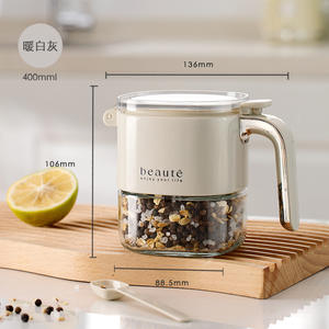 Lot de pots à épices en verre de 400 ml pour cuisine, avec couvercle et poignée, pour sel et autres assaisonnements - Product Image 6