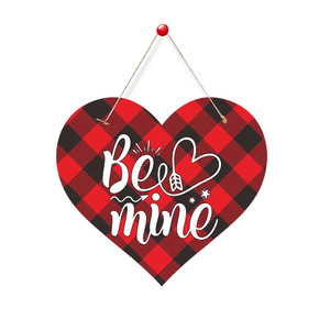 Décoration de fête de la Saint-Valentin transfrontalière en bois, étiquette suspendue en forme de cœur, porte-panneau Joyeuse Saint-Valentin pour porte - Product Image 5