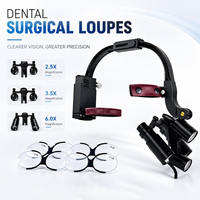 Loupes binoculaires dentaires 4X 5X 6X en option, lampe frontale chirurgicale LED 5W, loupes médicales à fixation sur la tête, équipement de laboratoire dentaire