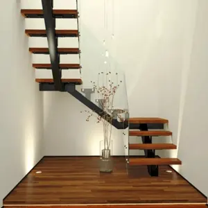 الآس الأصلي مصنع أحادية سترينجر الدرج تسليم سريع سلالم خشبية ، الاصبع مشتركة خشبية درج جيدا تصميم مستقيم الدرج