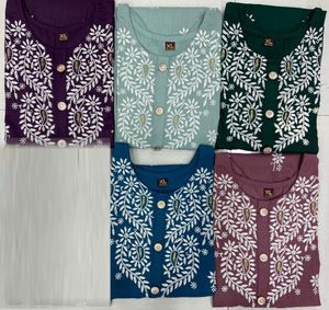New Arrival Best Design Heavy Silk Slub Heavy Embroidery Work Kurti Indian Exporter and Supplier - Product Image 6