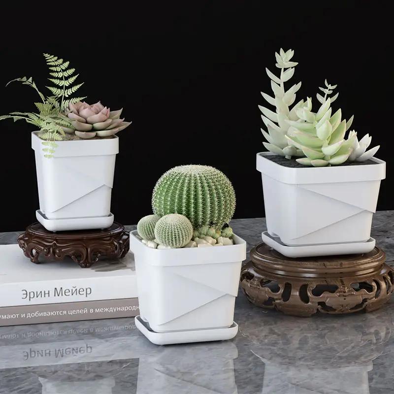 2024 G0077-A43 nordique en plastique pot de fleurs créatif Simple succulent pot de fleur géométrique pots de fleurs personnalité Mini plateau