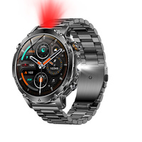 Montre connectée tactique robuste AK106, batterie de 1400 mAh, lampe torche LED, étanche IPX8, appels Bluetooth, suivi santé IA, Android/iOS