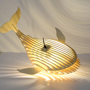 โคมไฟระย้าไม้เนื้อแข็งรูปปลาวาฬ ไฟ LED ขั้ว E27 หัวเดียว ตกแต่งบ้าน โคมไฟห้อยสำหรับร้านอาหาร เกสต์เฮาส์ - Product Image 1