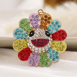 Nouvelle Tendance 2025 : Porte-clés Tournesol Scintillant Style Murakami avec Strass, Breloque de Sac, Accessoire de Mode Multicolore – Vente en Gros - Product Image 1