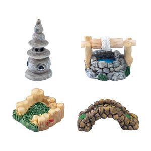 Ornements de scène en résine rétro antique pour micro-paysage, avec phare du Lac de l'Ouest, puits d'eau, petite fontaine et pont avec eau courante - Product Image 4