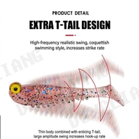 WildTrek 5/6.8cm1.2/2.8g Leurre souple en PVC Mini Swim Bait à queue en T, pailleté, pour montage Texas Rig, pour la pêche au bar et à la perche en toute profondeur