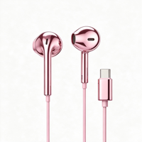 Écouteurs filaires Type-C chromés roses à succès avec réduction de bruit ENC, intra-auriculaires, cordon ABS TPE de 1,2 m