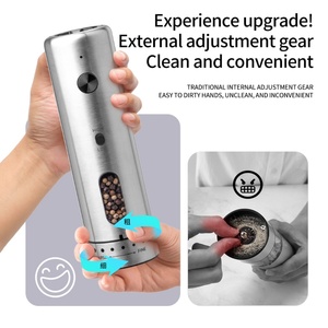 Metal 2-Speed External Adjustment Electric <b>Grinder</b> Salt and <b>Pepper</b> Adjustable Stainless Steel Salt and <b>Pepper</b> Mill With Led - Product Image 3