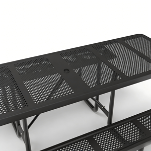 <span class=keywords><strong>Tavolo</strong></span> <span class=keywords><strong>da</strong></span> Picnic per Esterni Stile Fattoria OEM 96\" ADA <span class=keywords><strong>con</strong></span> <span class=keywords><strong>Panche</strong></span> <span class=keywords><strong>da</strong></span> 72\" in Metallo Perforato Nero Moderno per Cortile e Parco - Product Image 4