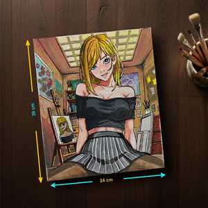 Peinture acrylique Anime OEM ODM : Femme confiante <span class=keywords><strong>dans</strong></span> un studio d'artiste - Product Image 4