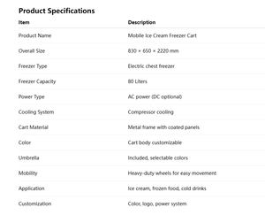 Carrito de Helados <span class=keywords><strong>El</strong></span>éctrico Portátil con Color Personalizado, Carrito de Helados Móvil con Sombrilla - Product Image 4