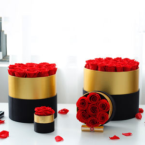 Lovebay Forever Rose Valentine Cadeau Longue Durée Réel Naturel Présenté Fleur Infinity Rose Éternelle Unique Rose dans une Boîte Ronde en Or - Product Image 3