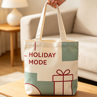 Sac fourre-tout en toile de coton imprimé personnalisé pour Noël, sac d'emballage écologique en tissu recyclé pour les achats de fin d'année