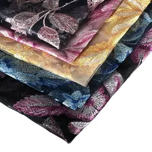 Motivo floreale piatto multi colori ricamo francese maglia pizzo paillette tessuto materiale pizzo ricamato tulle