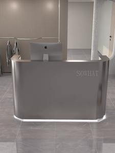 Bancone Reception Personalizzato in Acciaio Inox, Piccolo <span class=keywords><strong>Banco</strong></span> <span class=keywords><strong>Cassa</strong></span> per Negozi, <span class=keywords><strong>Bar</strong></span>, Saloni di Bellezza e Barbieri - Product Image 3