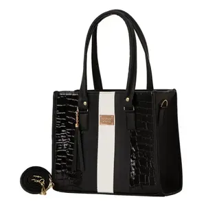 Sac fourre-tout en cuir PU noir pour femme Fana Camila, motif alligator, fermeture ouverte, deux poignées, sac à main décontracté pour soirée M3882 - Product Image 1