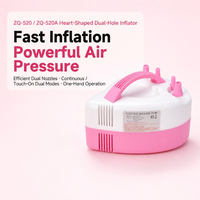 Pompe à ballons électrique à double buse en forme de cœur 600W rose ZQ-520 Outil de décoration de fête