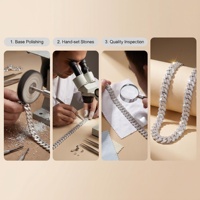 Cadena cubana de moissanita VVS1 de 15 mm, color D, estilo hip hop, de plata de ley S925 maciza con nano revestimiento, collar con incrustaciones de circonitas para hombre