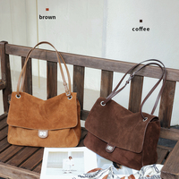 Bolso de Hombro de Mujer de Piel Genuina de Ante Estilo Vintage con Tapa Abatible, Novedad Otoño 2026, Bolso Tote de Moda, Bolso Cruzado para Dama