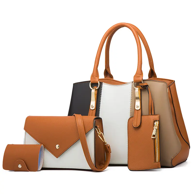 4 In 1財布財布キーケースPUレザートートバッグレディースハンドバッグレディース女性ハンドバッグ豪華な新しいデザインのバッグセット