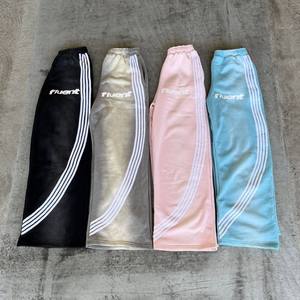 Custom OEM <b>Men</b> Vintage Acid Wash Sweatpants Side Stripe Baggy Wide Leg Joggers Y2K Streetwear Cotton Flared Track Pants - Product Image 2