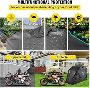 Abri de <span class=keywords><strong>garage</strong></span> universel imperméable et résistant aux UV 600D noir pour motocyclettes. - Product Image 3