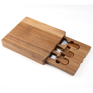 Acacia Wood Tray Charcuterie Board Marble Cheese Board Butter Fork Knife Set Cheese <b>Platter</b> for Kitchen - Product Image 1