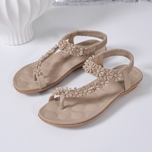 Elegant Beige Floral Flat <b>Sandals</b> With Open Toe And Back Strap Slip-On Women's Summer Shoes wholesale Proxy payment - Product Image 3