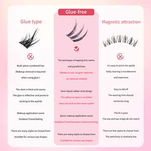 Cils autocollants <span class=keywords><strong>BQI</strong></span> faciles à retirer, sans colle, réutilisables, doux, sans dommage pour les cils naturels - Product Image 4