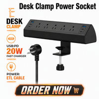 Multiprise de bureau à clipser avec protection contre les surtensions, station de charge rapide, ports USB-C et prises multiples pour bureau
