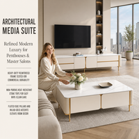 Mobilier de Salon Moderne Grand Appartement Meuble TV Dalle de Roche Combinaison Table Basse de Luxe Ensemble Table Basse en Bois Massif