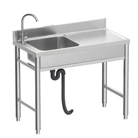 Évier portable en acier inoxydable avec robinet et égouttoir, facilement détachable, pour intérieur/extérieur, cuisine commerciale, restaurant, salle de bain