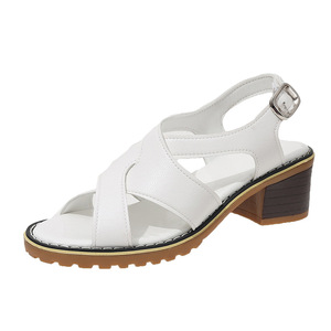 Summer New Arrival Thick Heel Roman <b>Sandals</b> Plus Size Women's Open Toe Elegant Fashion Mid-heel <b>Sandals</b> 43 - Product Image 6