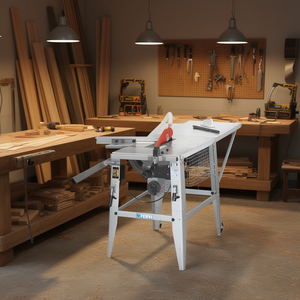 Sierra de Mesa Fervi con Extracción de Polvo, Soporte Metálico, Capacidad de Corte de 10 Pulgadas, para Uso en Talleres de Carpintería - Product Image 3