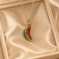 LUOYUNE Vente en gros ODM&ODM Collier avec pendentifs en laiton plaqué or 18K, style fruits (pomme, cerise, poivron) avec zircone cubique, pour cadeau et vente en gros