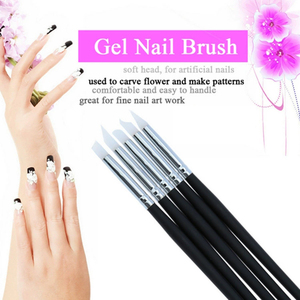 Pinceau à ongles portable en silicone à petite tête, stylo de gravure creuse pour gel à ongles, design 3D - Product Image 5