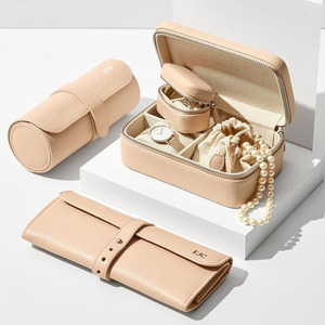 custom logo jewelry organizers wholesale watch case velvet jewelry sets travel leather jewelry boxes with drawstring pouch