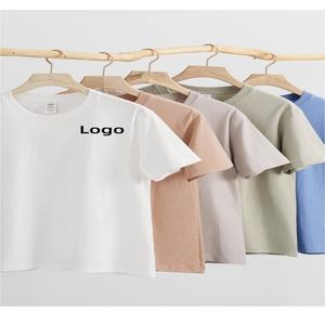 カスタムロゴサマーTシャツ230gヘビーコットン半袖ルーズソリッドカラーベースファッションTシャツ100% コットンTシャツ - Product Image 3