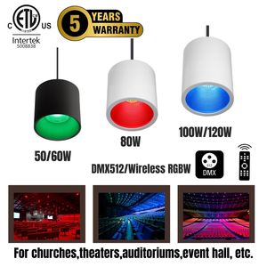 Lámpara Colgante LED Cilíndrica Moderna de 30W 50W 100W 150W con Certificación CETL y UL, Cambio de Color, DMX Inalámbrico, Wifi, RGB, RGBW, Iluminación para el Hogar - Product Image 3