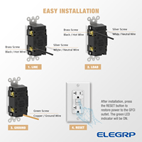 ELEGRP 20A Prises murales électriques GFCI avec auto-test et indicateur LED, type TR, WR &c