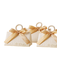 Triangle de couleur champagne créatif boîte à bonbons de mariage bague de fiançailles en bois de mariage Souvenir fil de queue de poisson matériaux recyclés