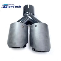 Embout d'échappement universel pour voiture de 89 mm en acier inoxydable avec couvercle d'entrée en fibre de carbone pour la modification et la décoration des véhicules